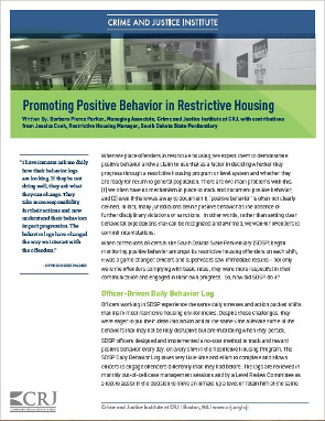 Promoting positive behavior in restrictive housing