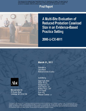 multi site evaluation of reduced probation caseload size in an evidence based practice setting front page