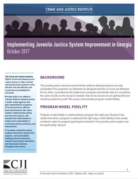 Implementing Juvenile justice System Improvements in Georgia front page