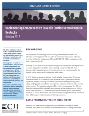 Implementing comprehensive juvenile justice improvement in Kentucky front page