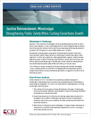 Justice Reinvestment: Mississippi front page