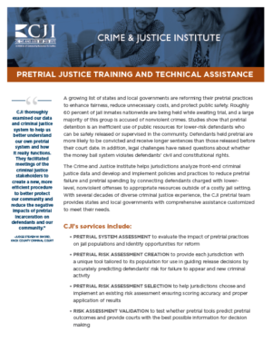 pretrial justice training and technical assistance front page