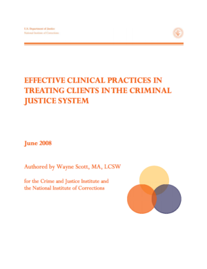 effective clinical practices in treating clients in the criminal justice system front page