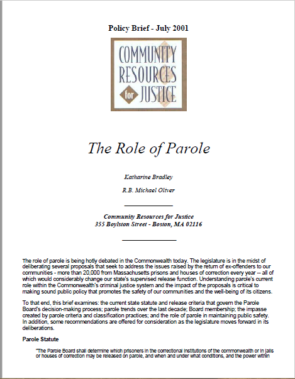 The role of parole front page