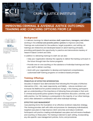 Improving criminal and Juvenile Justice outcomes front page