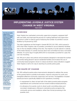 Implementing Juvenile justice system change in West Virginia front page