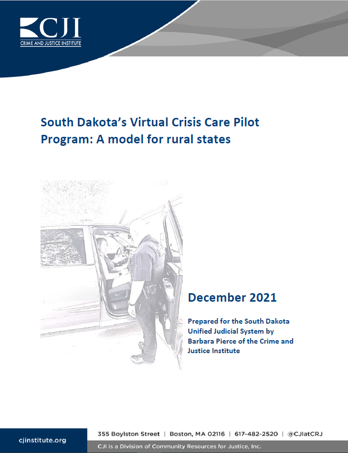 Report cover showing the title, "South Dakota's Virtual Crisis Care Pilot Program: A model for rural states"