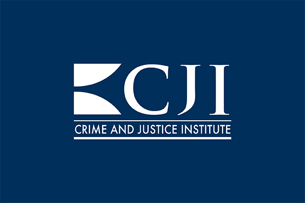 Crime and Justice Institute logo against a dark blue background
