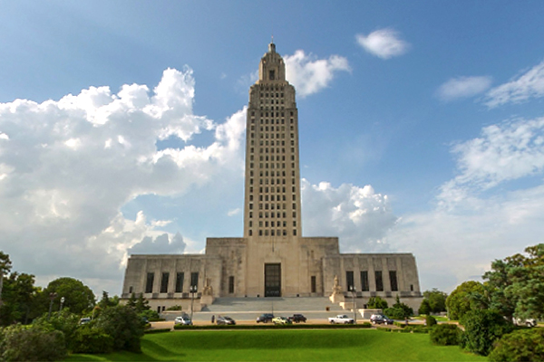 Exterior of Louisiana State Capitol building, where CJI provided technical assistance