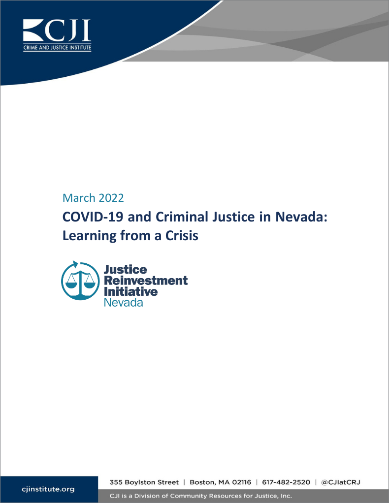 Report cover for "COVID-19 and Criminal Justice in Nevada: Learning from a Crisis" publication