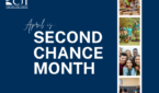 Graphic that says "April is Second Chance Month" featuring photos of people in the community.